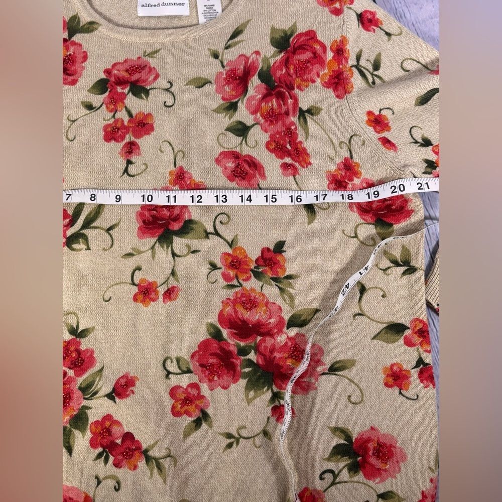 Vintage Alfred Dunner Floral Cottagecore Coastal Grandma Holiday Crew Sweater M - Picture 9 of 10